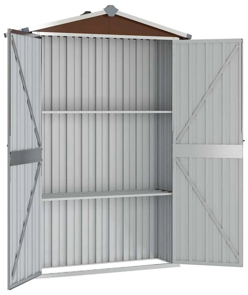 vidaXL Αποθήκη Κήπου Καφέ 116x45x175 εκ. από Γαλβανισμένο Ατσάλι