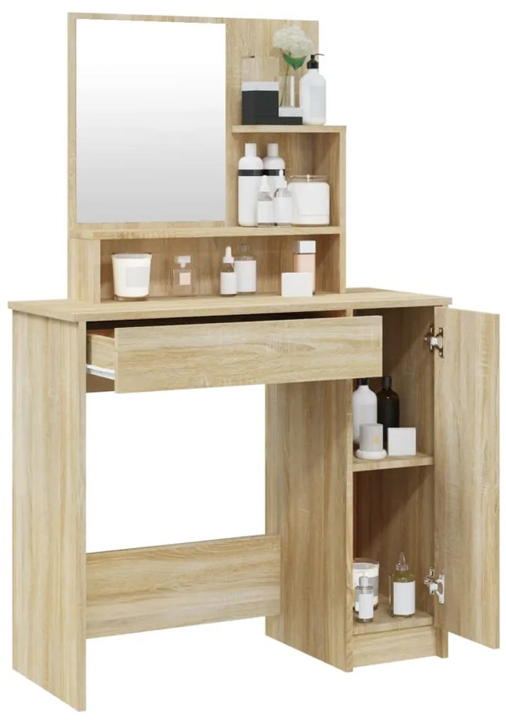 vidaXL Μπουντουάρ με Καθρέφτη Sonoma Δρυς 86,5x35x136 εκ.