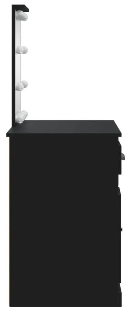 vidaXL Μπουντουάρ με LED Φώτα Μαύρο 90 x 42 x 132,5 εκ.