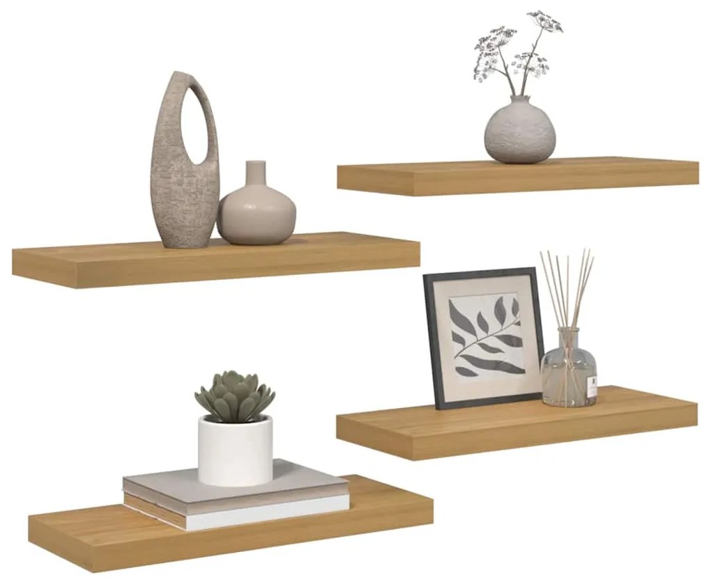 vidaXL Ράφι Τοίχου 4 pcs Καφέ 50 x 23 x 4 εκ. Επεξεργασμένο ξύλο