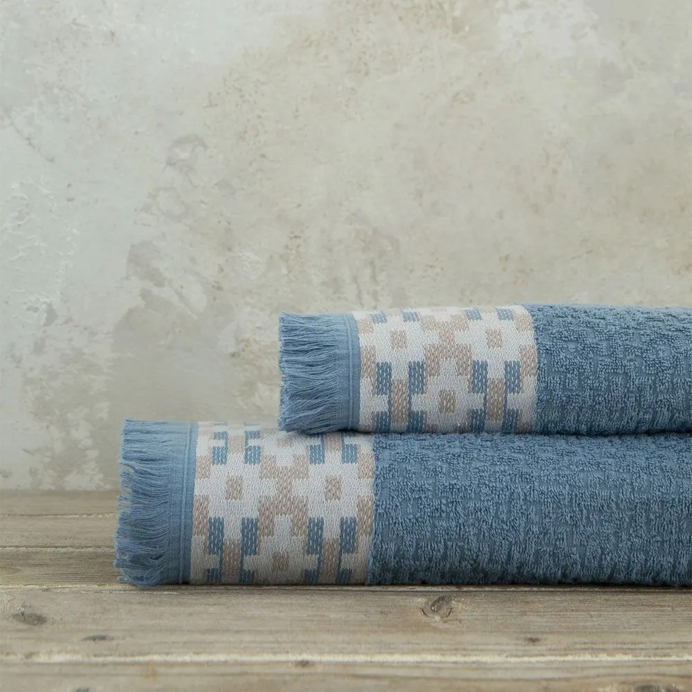 Πετσέτες Jentaya (Σετ 2τμχ) Blue Nima Towels Set 70x140cm 100% Βαμβάκι