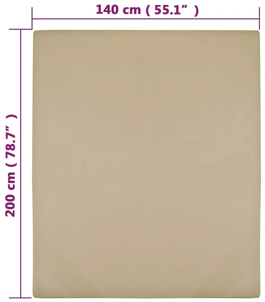 vidaXL Σεντόνι με Λάστιχο Taupe 140x200 εκ. Βαμβακερό Ζέρσεϊ