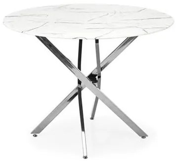 RAYMOND 2 table, white marble / silver