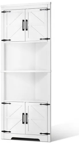 VEVOR 68&quot; Corner Storage Cabinet with 4 Wooden Doors &amp; Adjustable Shelves White