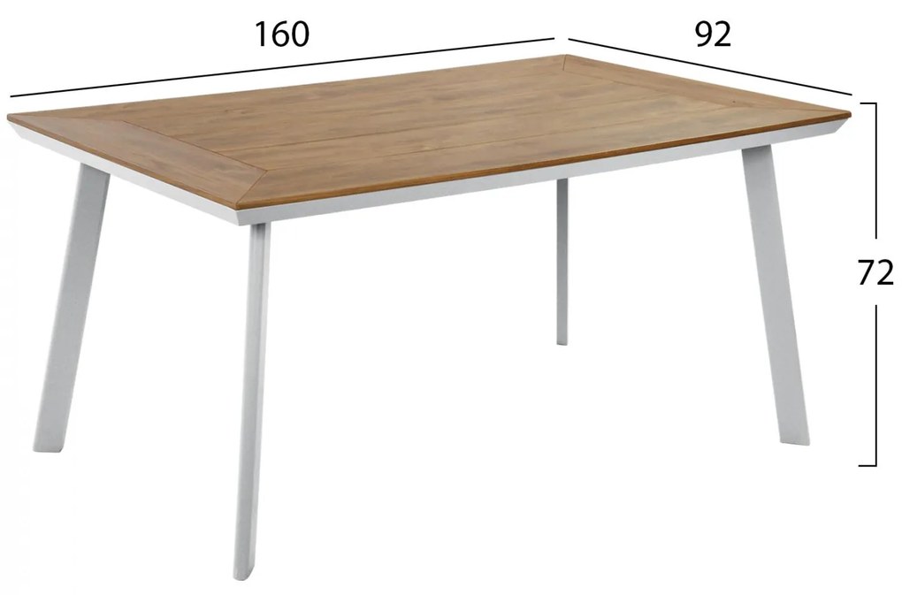 Τραπέζι TABER Αλουμινίου Λευκό με Επιφάνεια Polywood 160x92x72Υ εκ. 160x92x72 εκ.