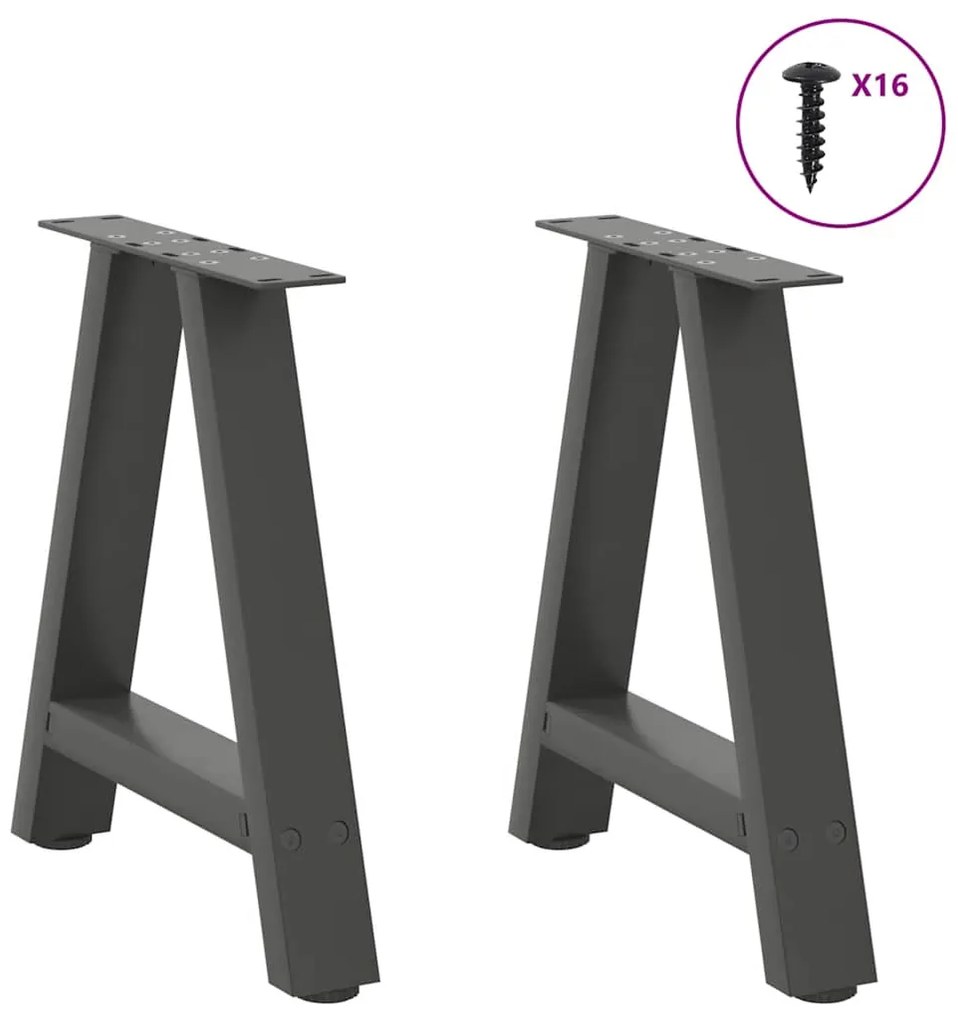 vidaXL Πόδια Τραπεζιού Σαλονιού Σχήματος Α 2 τεμ. Ανθρακί 38x(42-43) εκ. Ατσάλι