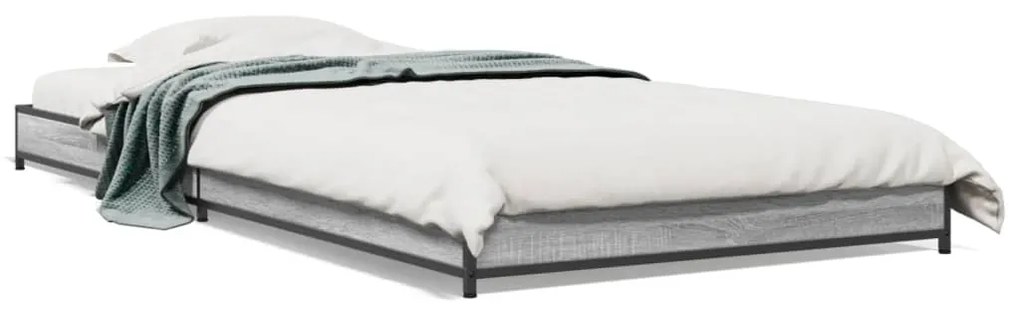 vidaXL Πλαίσιο Κρεβατιού Γκρι Sonoma 100x200 εκ. Επεξ. Ξύλο &amp; Μέταλλο