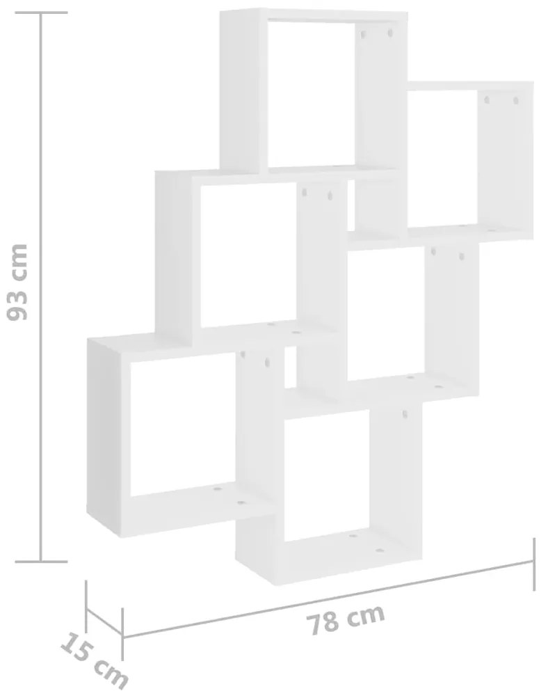 vidaXL Ραφιέρα Τοίχου με Κύβους Λευκή 78 x 15 x 93 εκ. από Επεξ. Ξύλο