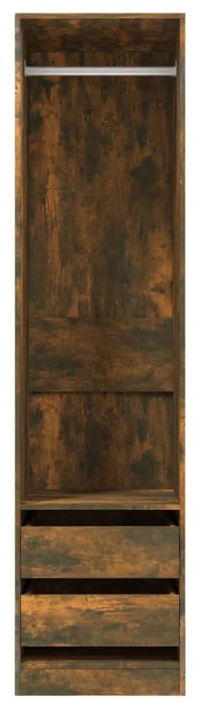 vidaXL Ντουλάπα με Συρτάρια Καπνιστή Δρυς 50x50x200 εκ. Επεξεργ. Ξύλο
