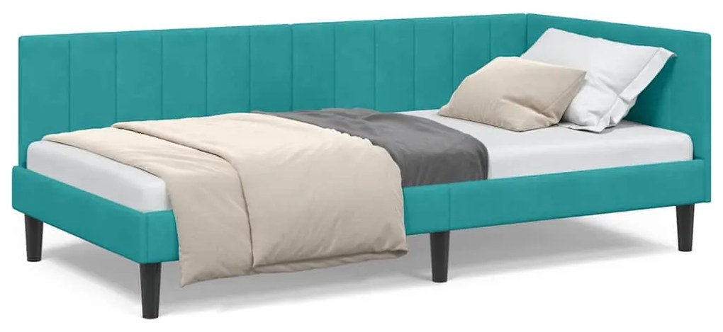 vidaXL Κρεβάτι Γωνίας με κεφαλάρι Τιρκουάζ 90 x 200 cm Βελούδο