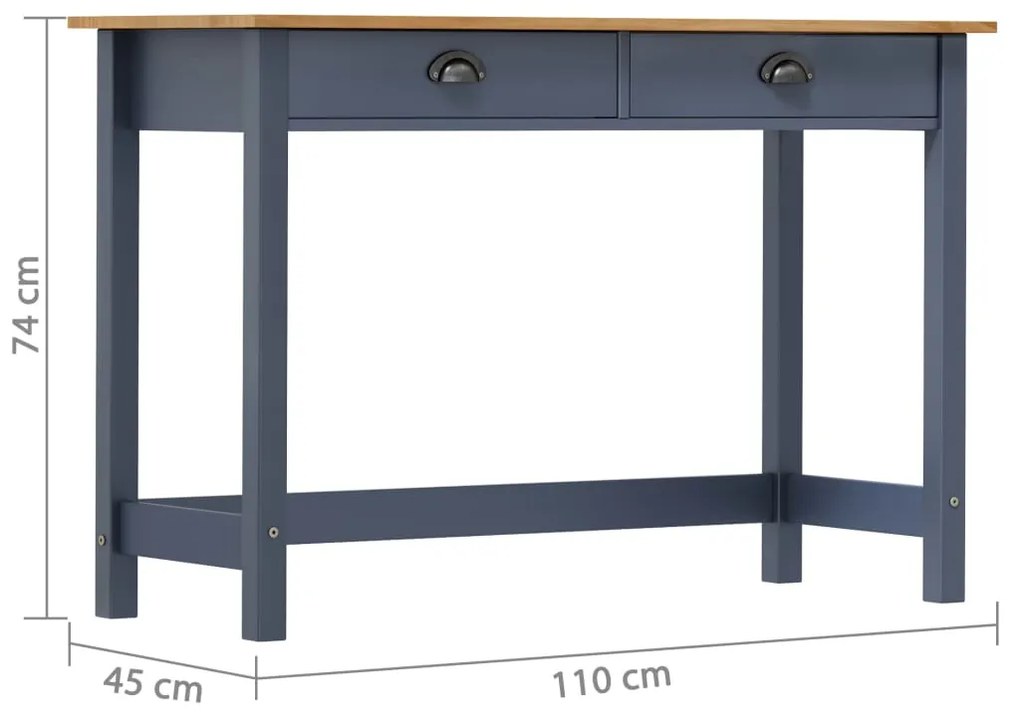 Κονσόλα Hill Γκρι 2 Συρτάρια Γκρι 110x45x74εκ Μασίφ Ξύλο Πεύκου - Γκρι