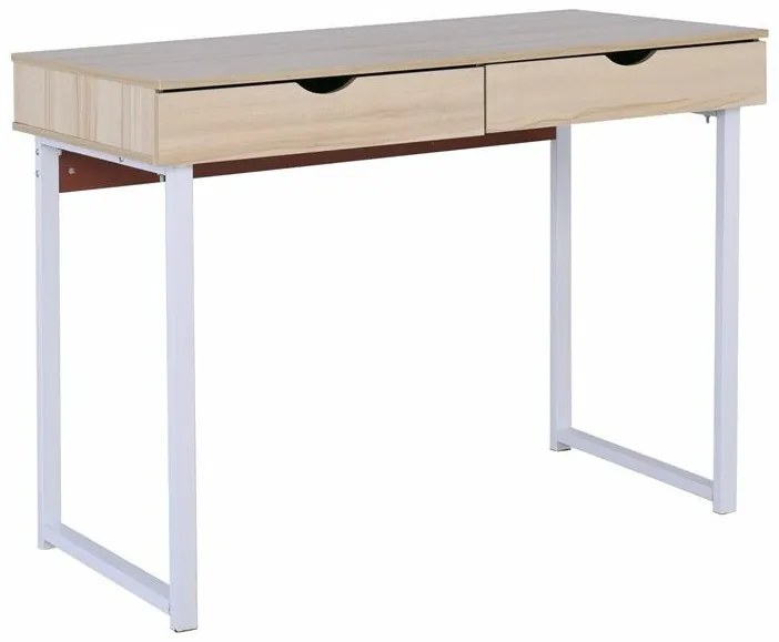 Τραπέζι γραφείου Mesa 126, Με συρτάρια, Αριθμός συρταριών: 2, 75x100x48cm, Σφένδαμος, Άσπρο | Epipla1.gr