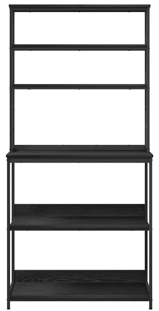 vidaXL Ράφι Κουζίνας Μαύρη Οξυά 80 x 40 x 168 εκ Επεξεργασμένο ξύλο