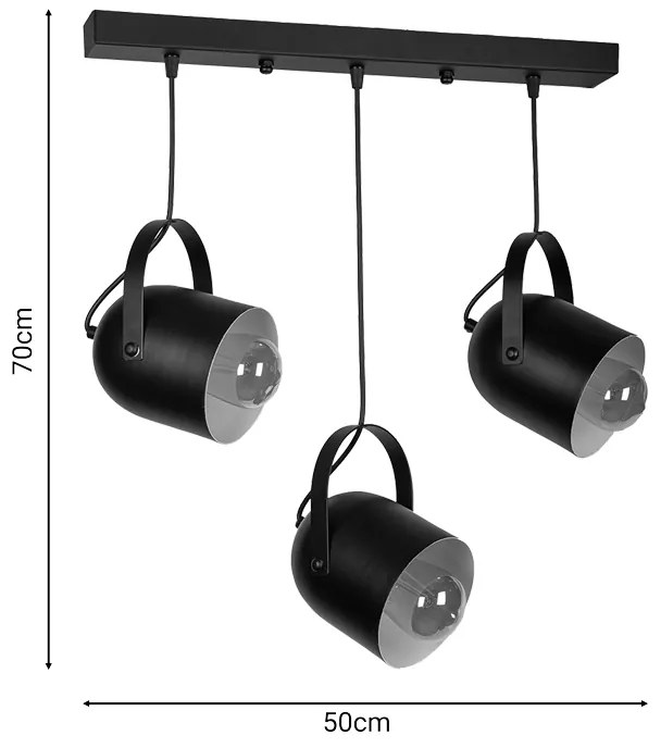 Φωτιστικό οροφής τρίφωτο Biole pakoworld μαύρο 50x6x70εκ