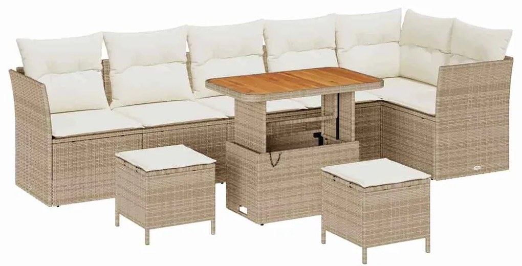 vidaXL Σετ Καναπέ Κήπου 9 pcs μπεζ και κρεμ 90 x 55 x 71 cm