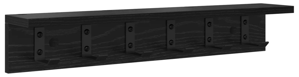 vidaXL Τοίχου Κρεμάστρα με ράφι Μαύρη δρυς 60 x 10.5 x 10.5 εκ