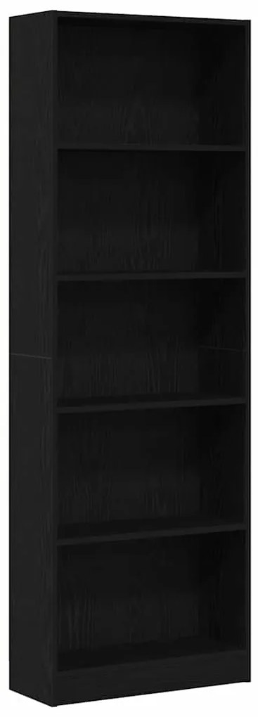 vidaXL Ράφι Βιβλίων Μαύρη Οξυά 60 x 24 x 176 εκ Επεξεργασμένο ξύλο