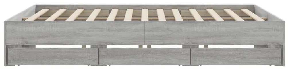 vidaXL Πλαίσιο Κρεβατιού με συρτάρια Γκρι sonoma 200x200εκ. Επεξ. Ξύλο