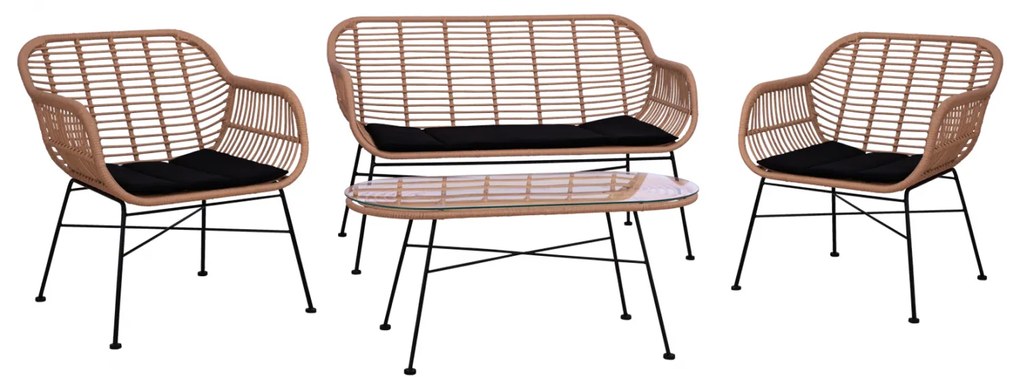 ΣΕΤ ΣΑΛΟΝΙ 4ΤΜΧ FB95460 ΜΕΤΑΛΛΟ & WICKER ΣΕ ΜΠΕΖ ΧΡΩΜΑ 0602822