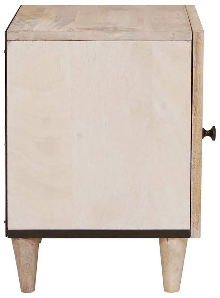vidaXL Κομοδίνο Μπεζ 40 x 33 x 46 εκ. Μασίφ ξύλο μάνγκο