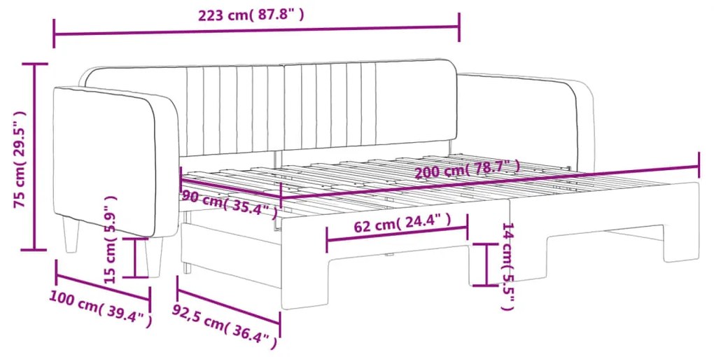 Καναπές Κρεβάτι Συρόμενος Ροζ 90x200εκ Βελούδινος - Ροζ