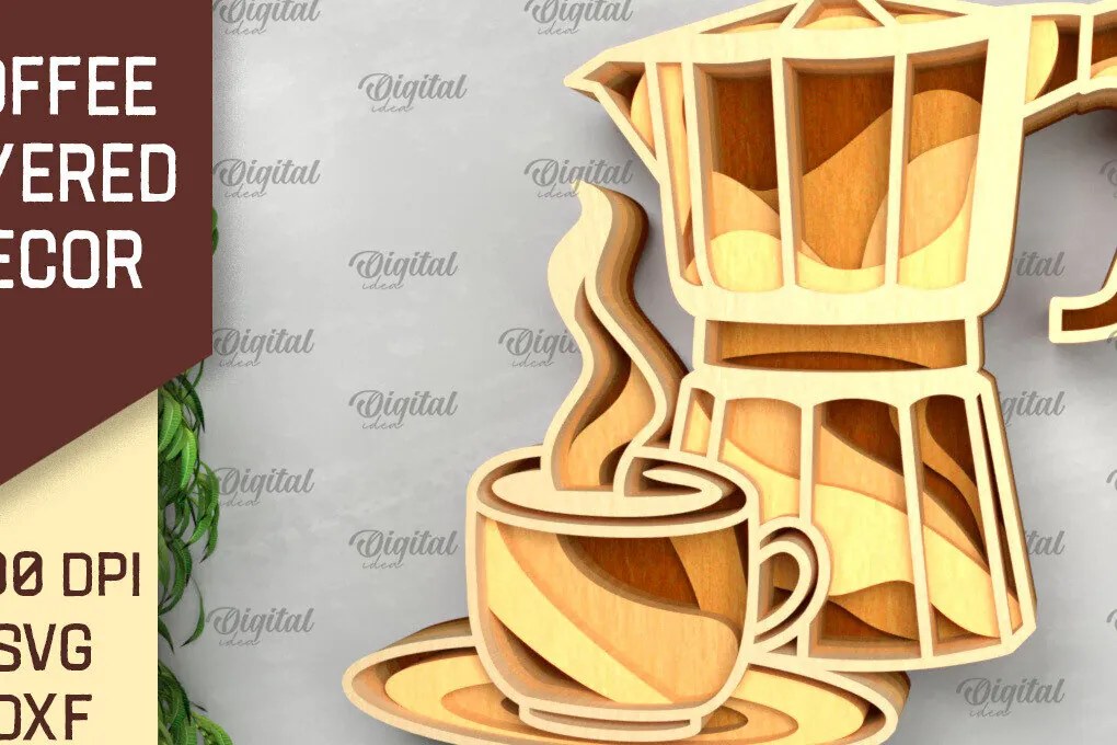 Σετ των 2 Intra απο ξύλο plywood 3mm-4mm πάχος - Διακόσμηση τοίχου με στρώσεις καφέ  Δίασταση 30x20 cm INTRAFABR-99495655