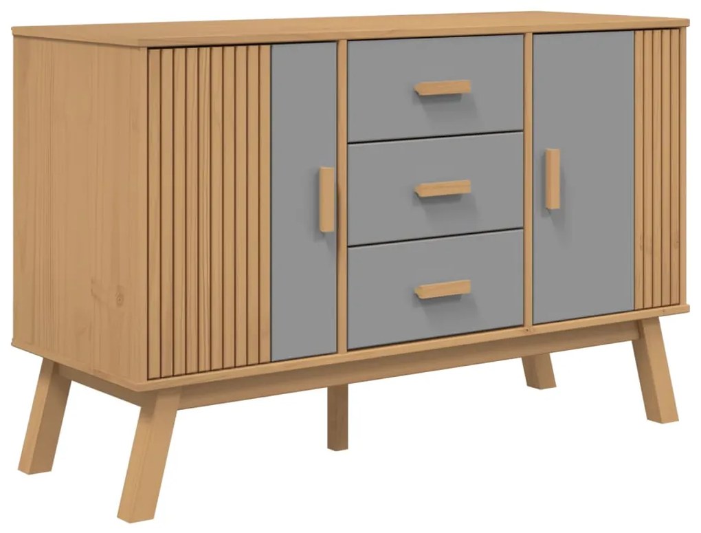 vidaXL Μπουφές OLDEN Γκρι &amp; Καφέ 114x43x73,5 εκ. από Μασίφ Ξύλο Πεύκου