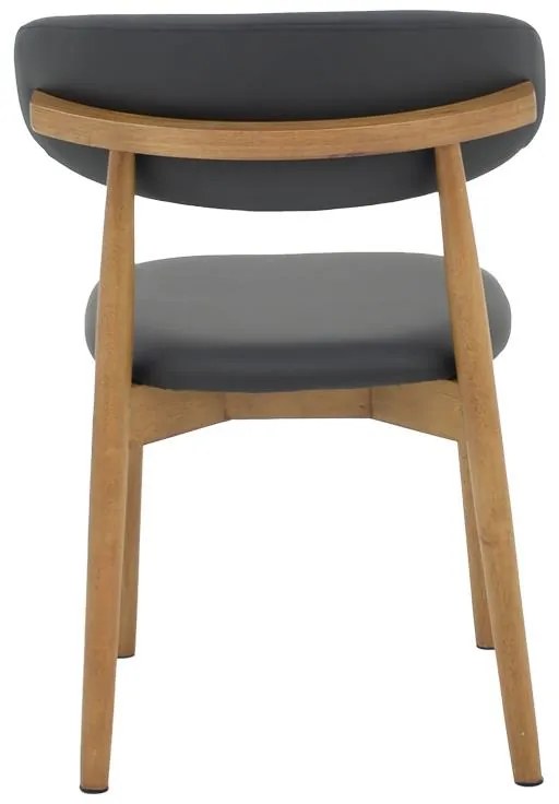 Καρέκλα Ubene rubberwood και pu σε καρυδί και μαύρο απόχρωση 46x58x79εκ 2αδα 46x58x79 εκ.