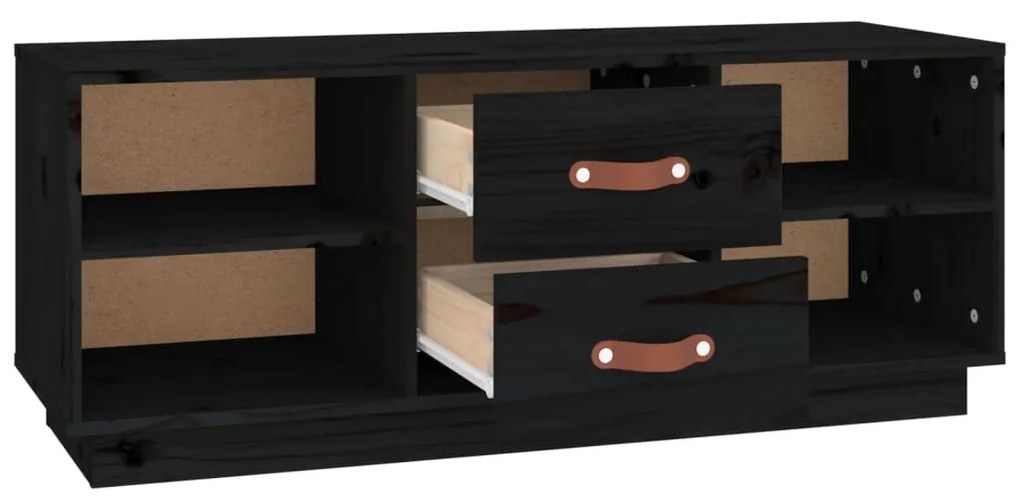 vidaXL Έπιπλο Τηλεόρασης Μαύρο 100 x 34 x 40 εκ. από Μασίφ Ξύλο Πεύκου