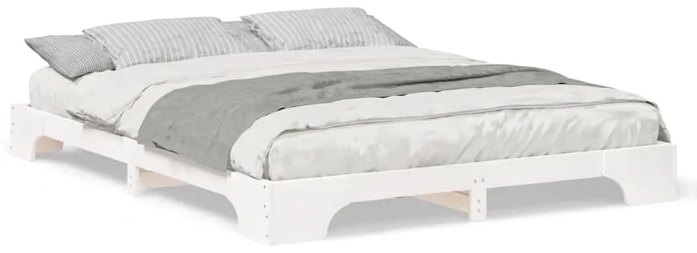 vidaXL Κρεβάτι δαπέδου με αποθήκευση Λευκό 160 x 210 cm ξύλο