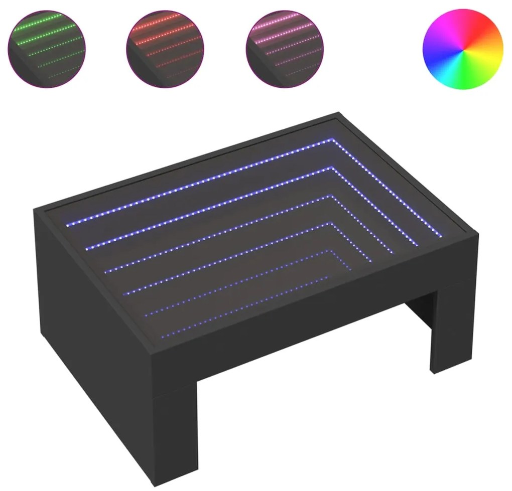 vidaXL Τραπεζάκι Σαλονιού Infinity LED Μαύρο 70x50x30 εκ.