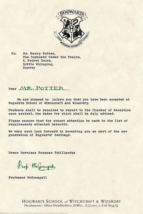 Εικονογράφηση Harry Potter - Acceptance Letter