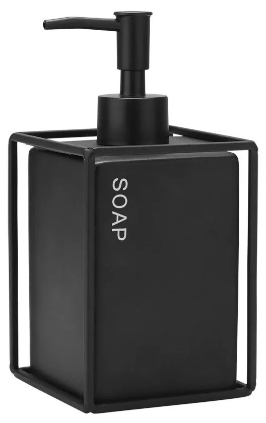 Ντισπένσερ Κεραμικό-Μεταλλικό Μαύρο 450ml-8,5x8,5x18,5εκ. Cage Estia 02-29999