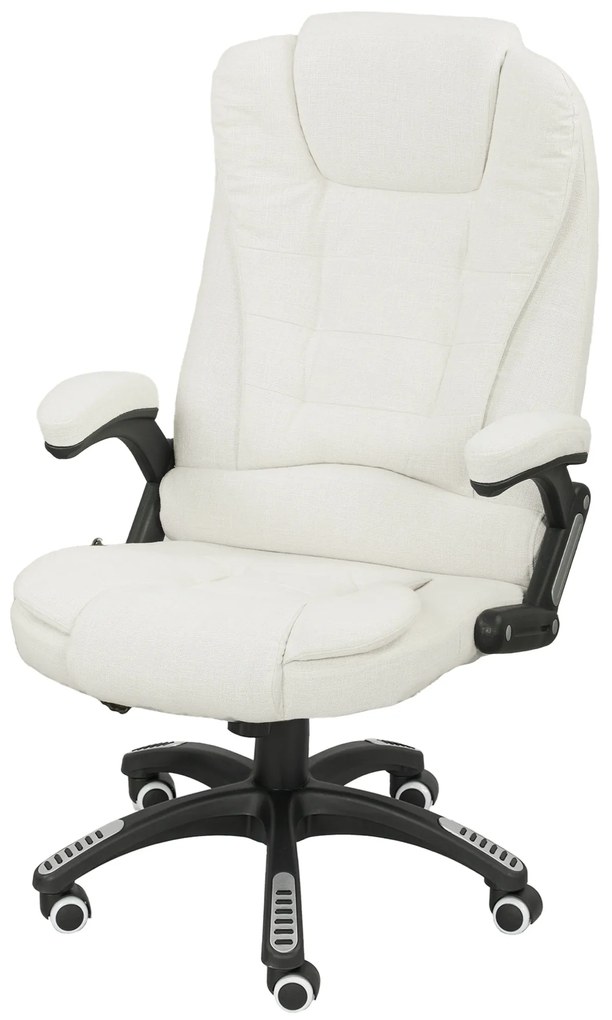 Vinsetto Εργονομική καρέκλα γραφείου με λειτουργία μασάζ, 68 x 72 x 110–120 cm, κρεμ λευκό