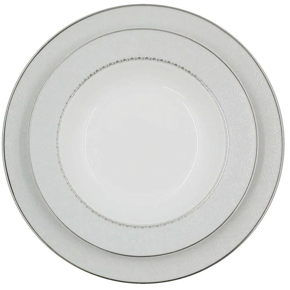 Σερβίτσιο Πιάτα Φαγητού Ανάγλυφο (Σετ 20Τμχ) R11503-20 White-Silver Ankor 20 τμχ Πορσελάνη