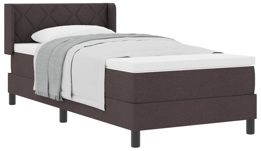 vidaXL Κρεβάτι με ελατήρια Σκούρο Καφέ 90 x 200 cm Ύφασμα και αφρός