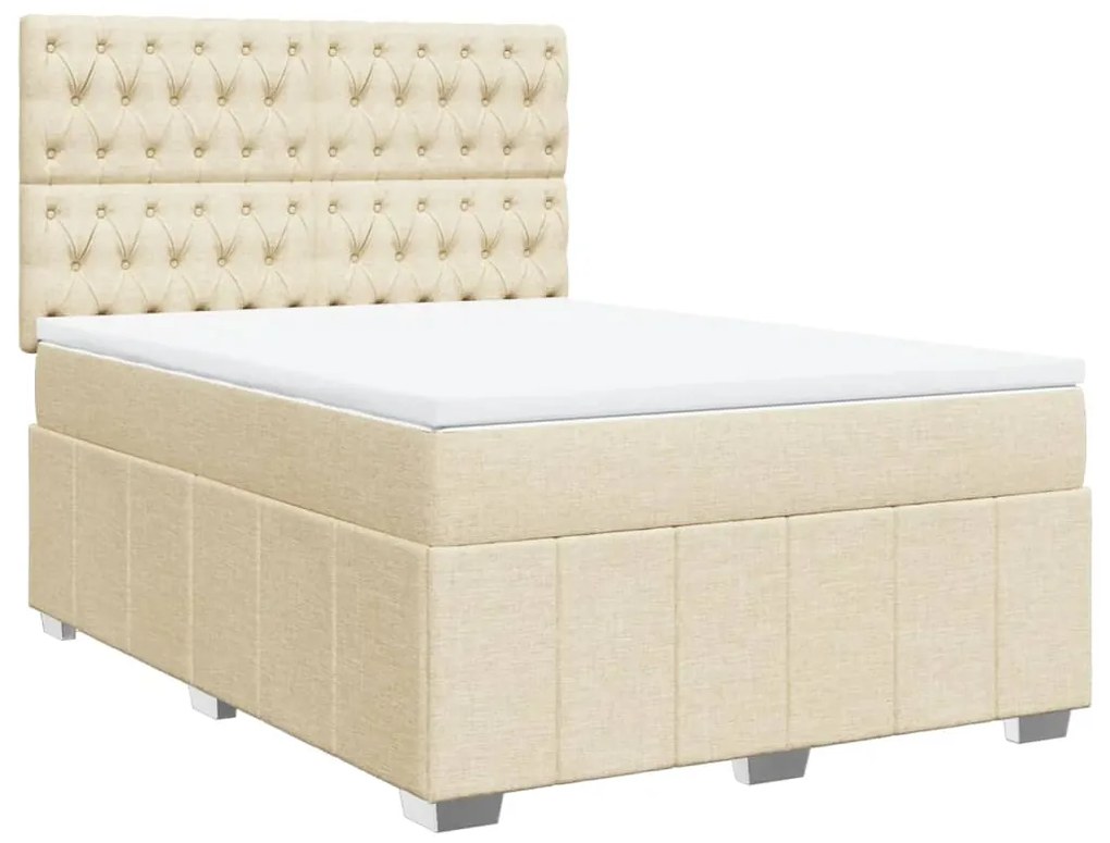 vidaXL Κρεβάτι Boxspring με Στρώμα Κρεμ 140x200 εκ. Υφασμάτινο