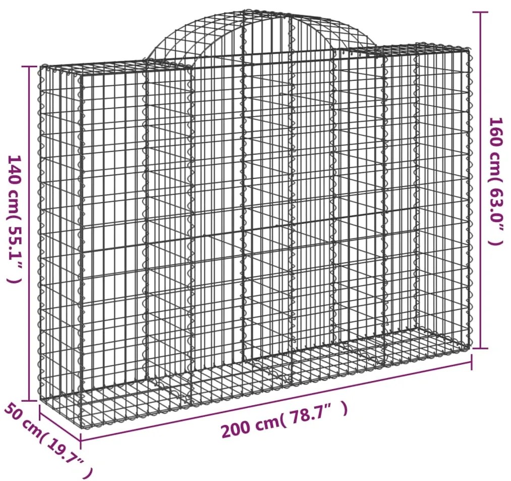 vidaXL Συρματοκιβώτια Τοξωτά 4 τεμ. 200x50x140/160 εκ. Γαλβαν. Ατσάλι