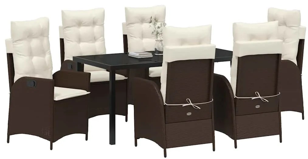 vidaXL Σέτ φαγητού για κήπο 7 pcs Καφέ συνθετικό ρατάν