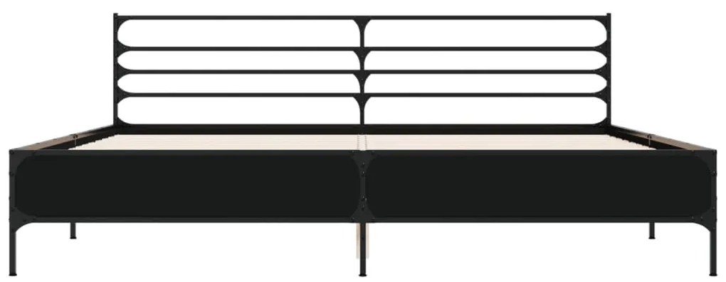 Πλαίσιο Κρεβατιού Μαύρο 180 x 200 εκ. Επεξ. Ξύλο &amp; Μέταλλο - Μαύρο