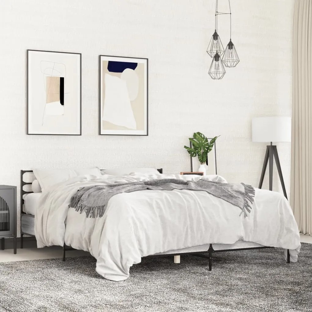 vidaXL Πλαίσιο Κρεβατιού Γκρι Sonoma 120 x 190εκ. Επεξ. Ξύλο &amp; Μέταλλο