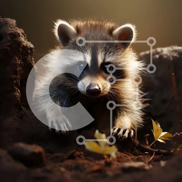 Intra Συλλεκτικό Ξύλινο Παζλ Plywood 4mm - Χαριτωμένο ρακούν που κρυφοκοιτάζει πίσω από έναν βράχο Σε Ξύλινο Κουτί - Διαστάσεις: 10x10 cm – 25 κομμάτια