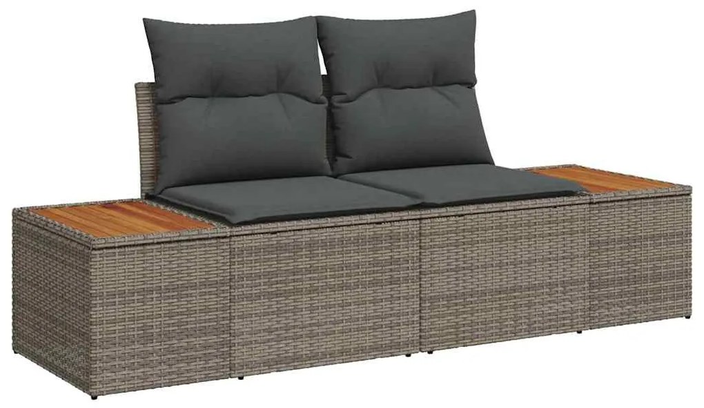 vidaXL Σετ Καναπέ από Poly Rattan 6 Τεμαχίων με Γκρι Μαξιλάρια