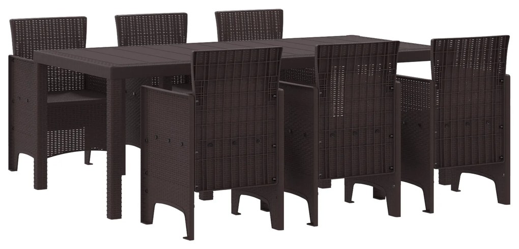 vidaXL Σετ Φαγητού Κήπου 7 pcs Καφέ 200 x 100 x 73 εκ.