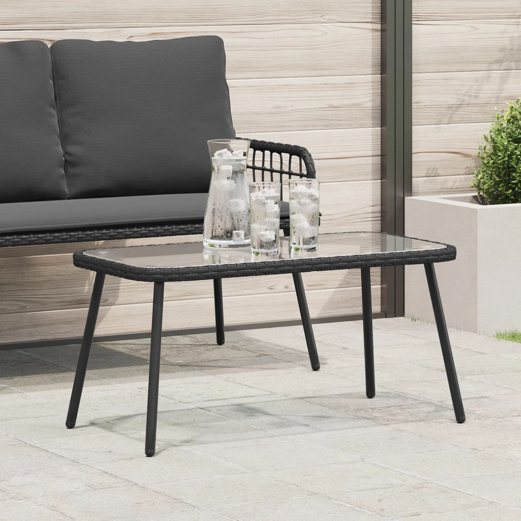 vidaXL Τραπεζάκι καφέ Μαύρο 90x45x42 εκ Συνθετικό ρατάν