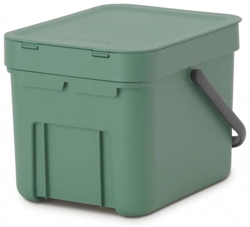 Κάδος χωριστής συλλογής απορριμμάτων Brabantia Sort&Go 1003233, 6 l, Χειρολαβή, Επιτοίχιος, Σκούρο πράσινο