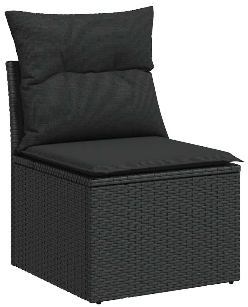 vidaXL Καναπές Σετ 7 Τεμαχίων Μαύρο Συνθετικό Ρατάν με Μαξιλάρια