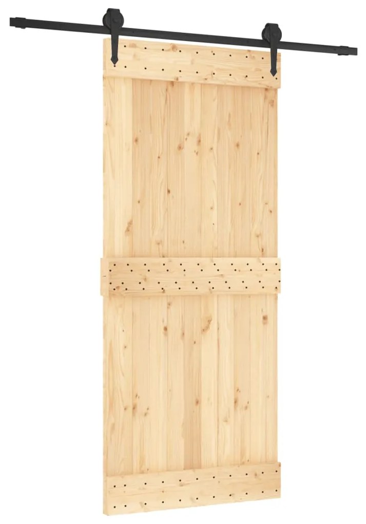 vidaXL Συρόμενη Μεσόπορτα με Μηχανισμό 90 x 210 εκ. Μασίφ Ξύλο Πεύκου