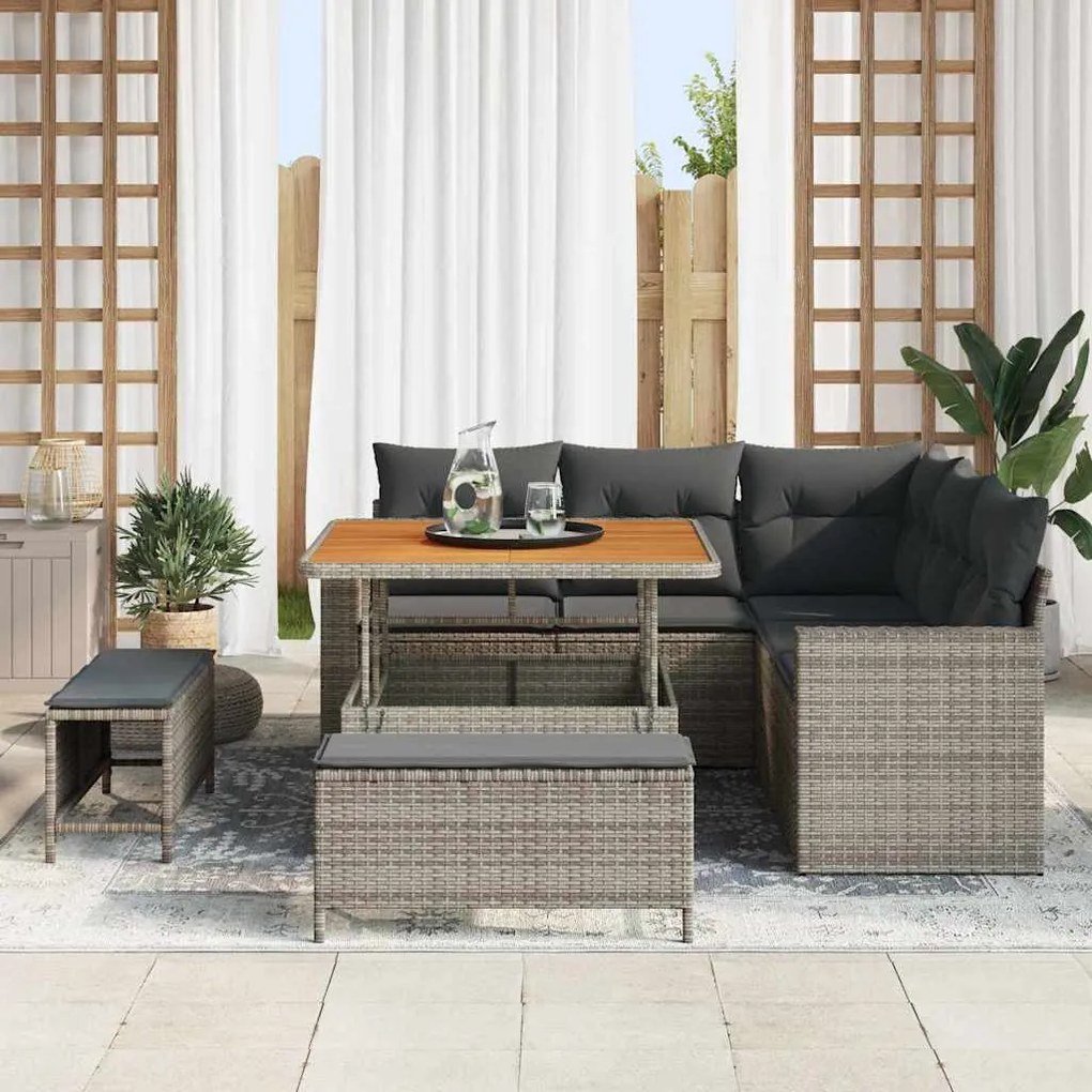 vidaXL Σετ Καναπέ Κήπου 8 pcs Γκρι συνθετικό ρατάν