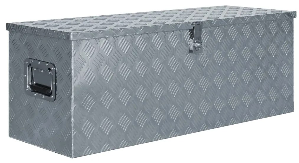 vidaXL Κουτί Αποθήκευσης Ασημί 110,5 x 38,5 x 40 εκ. Αλουμινίου